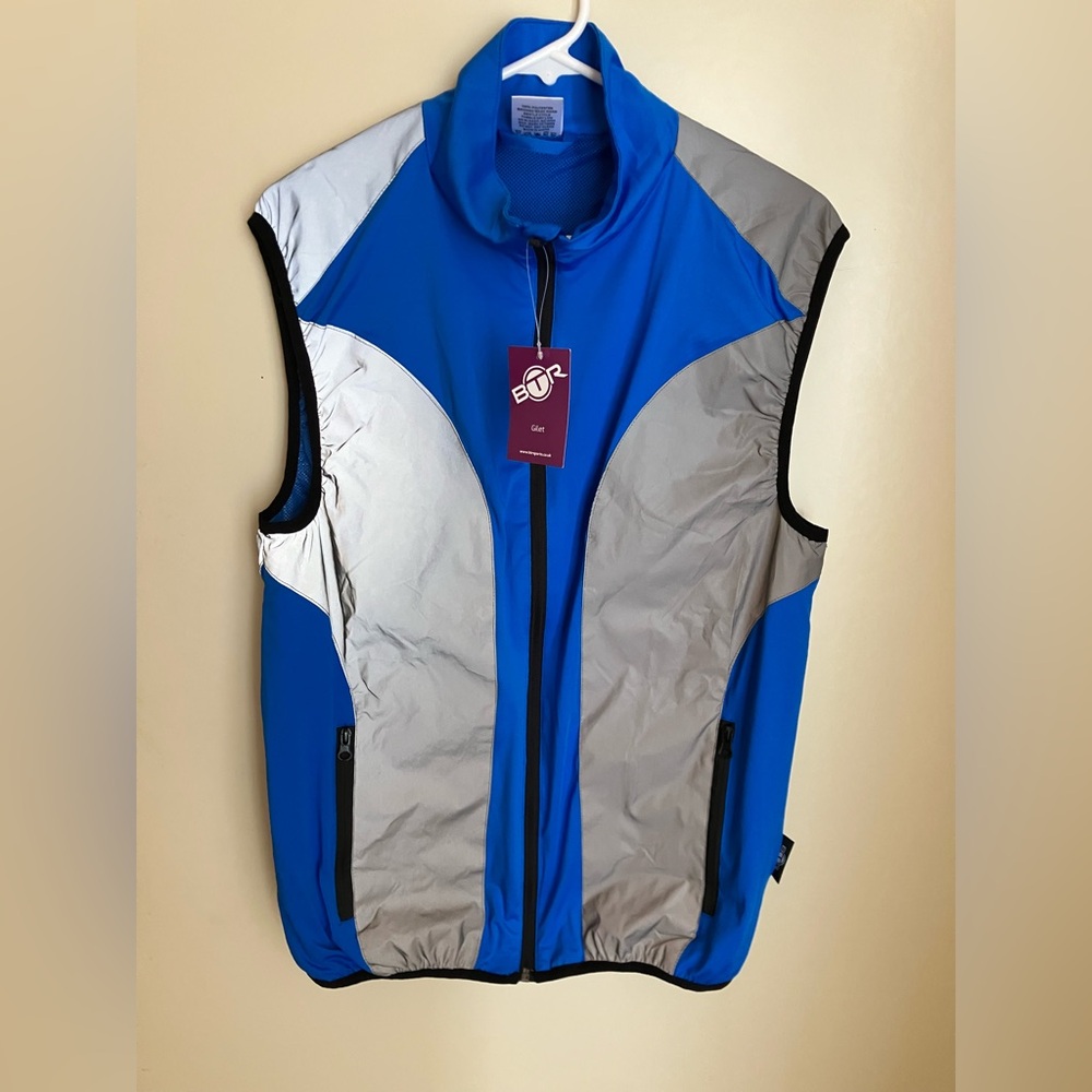 Men’s BTR reflective cycling vest size small blue & silver